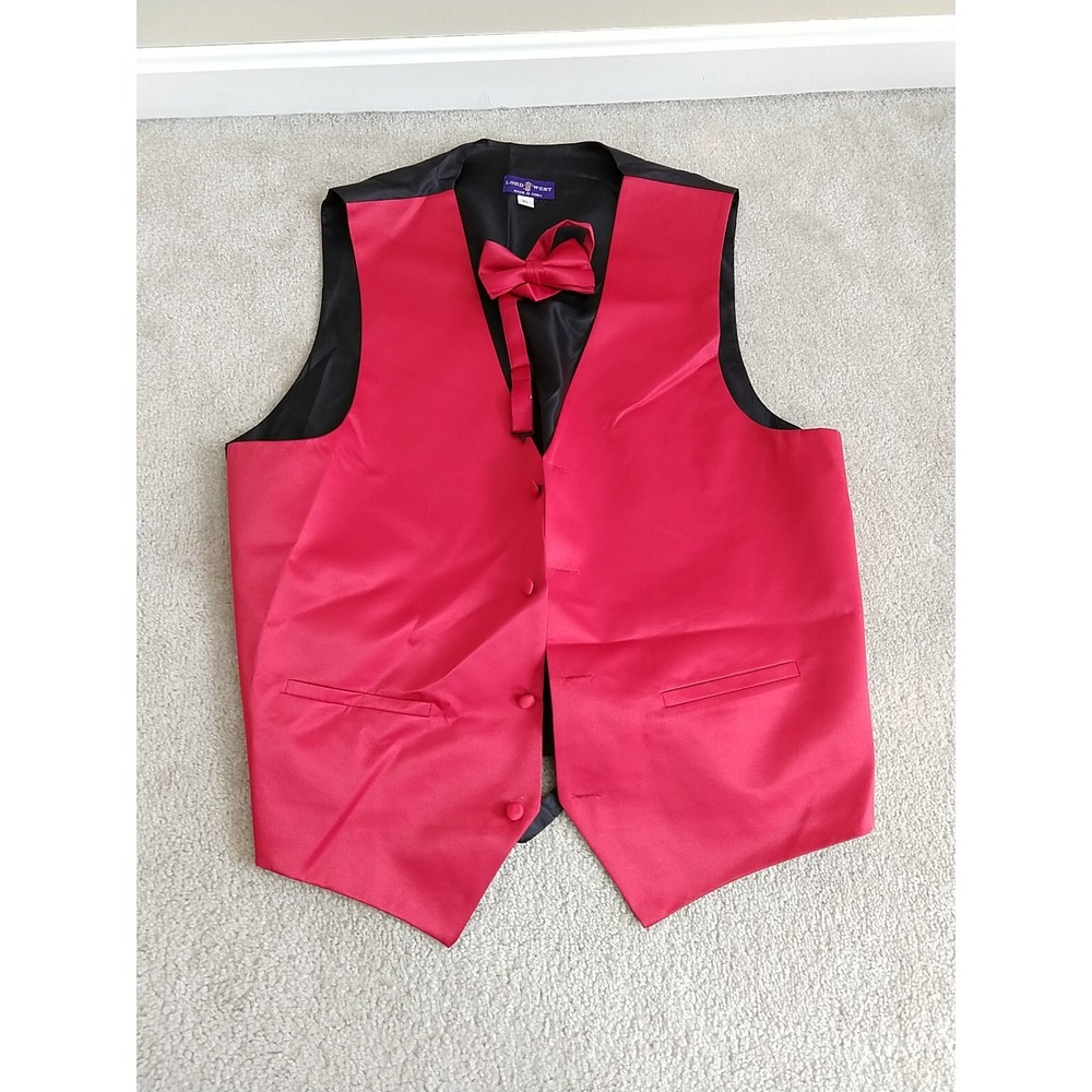 Lord West Formal Red Tuxedo Vest With Bow Tie Size XL